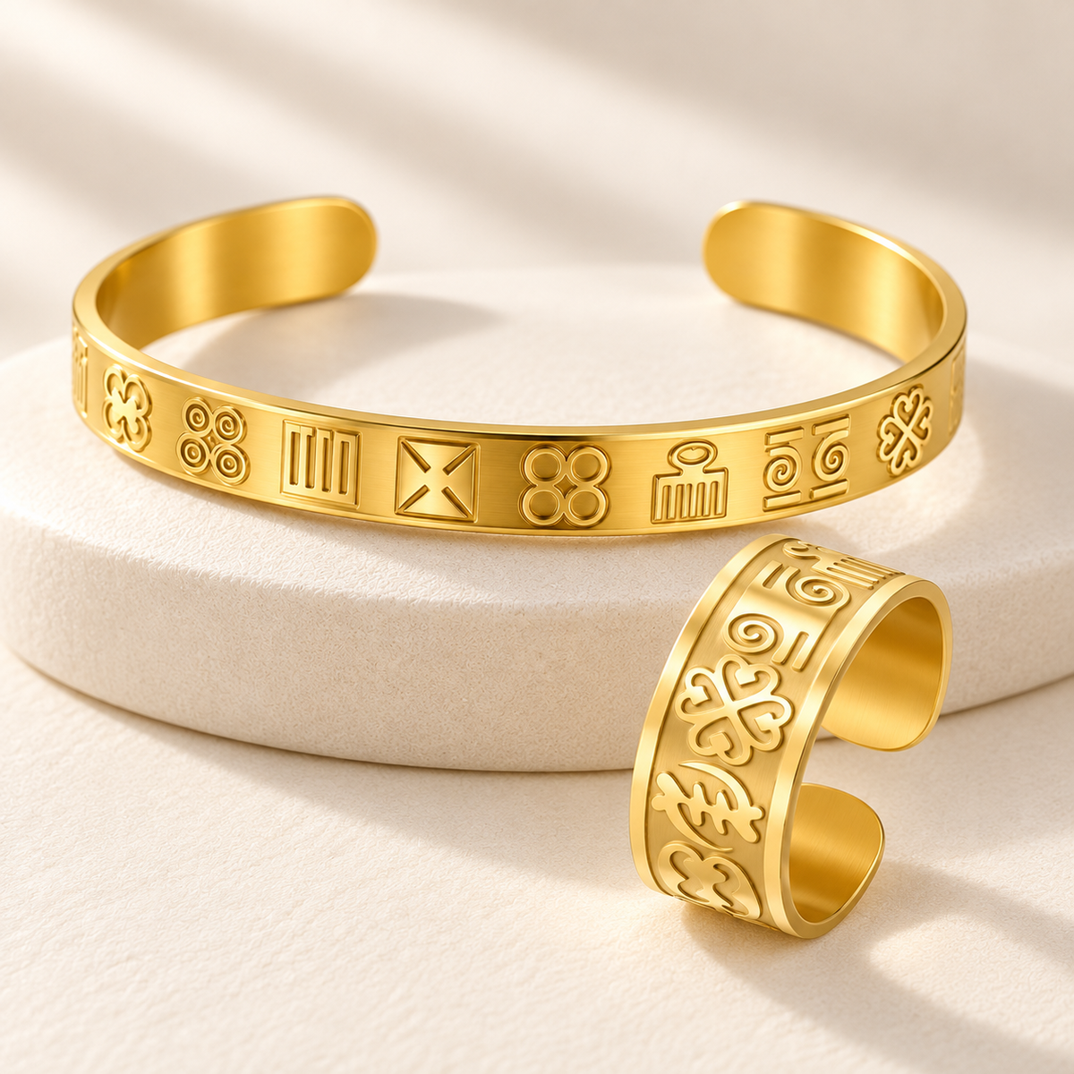 The Adinkra Legacy Bracelet & Ring Set