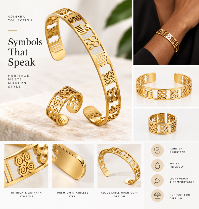 The Adinkra Legacy Cuff & Ring Set